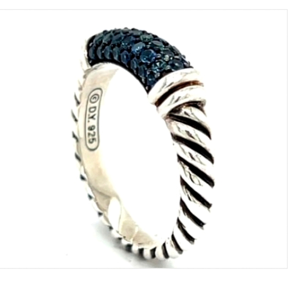 David Yurman Sapphire Sterling Silver Candy Cable Engagement Wedding Ring